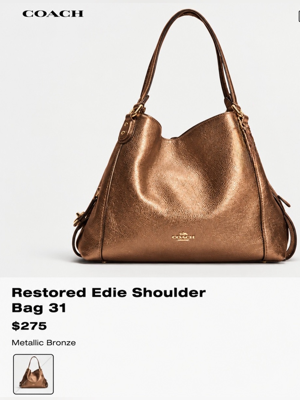Coach Metallic Bronze Edie Shoulder Bag